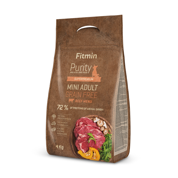 FITMIN PURITY DOG DRY FOOD BEEF GRAIN FREE MINI 4KG