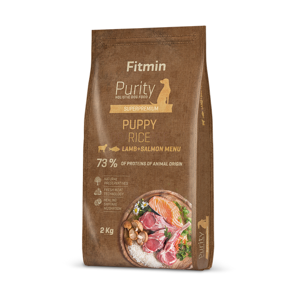 FITMIN PURITY DOG PUPPY RICE DRY FOOD LAMB+SALMON 2KG